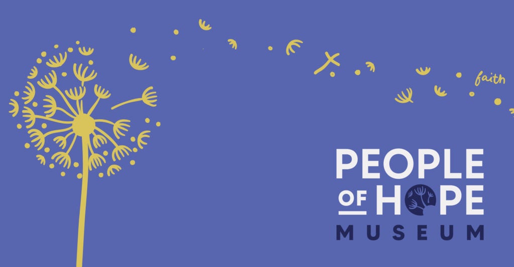 Illustration of a dandelion and the logo for the People of Hope Museum